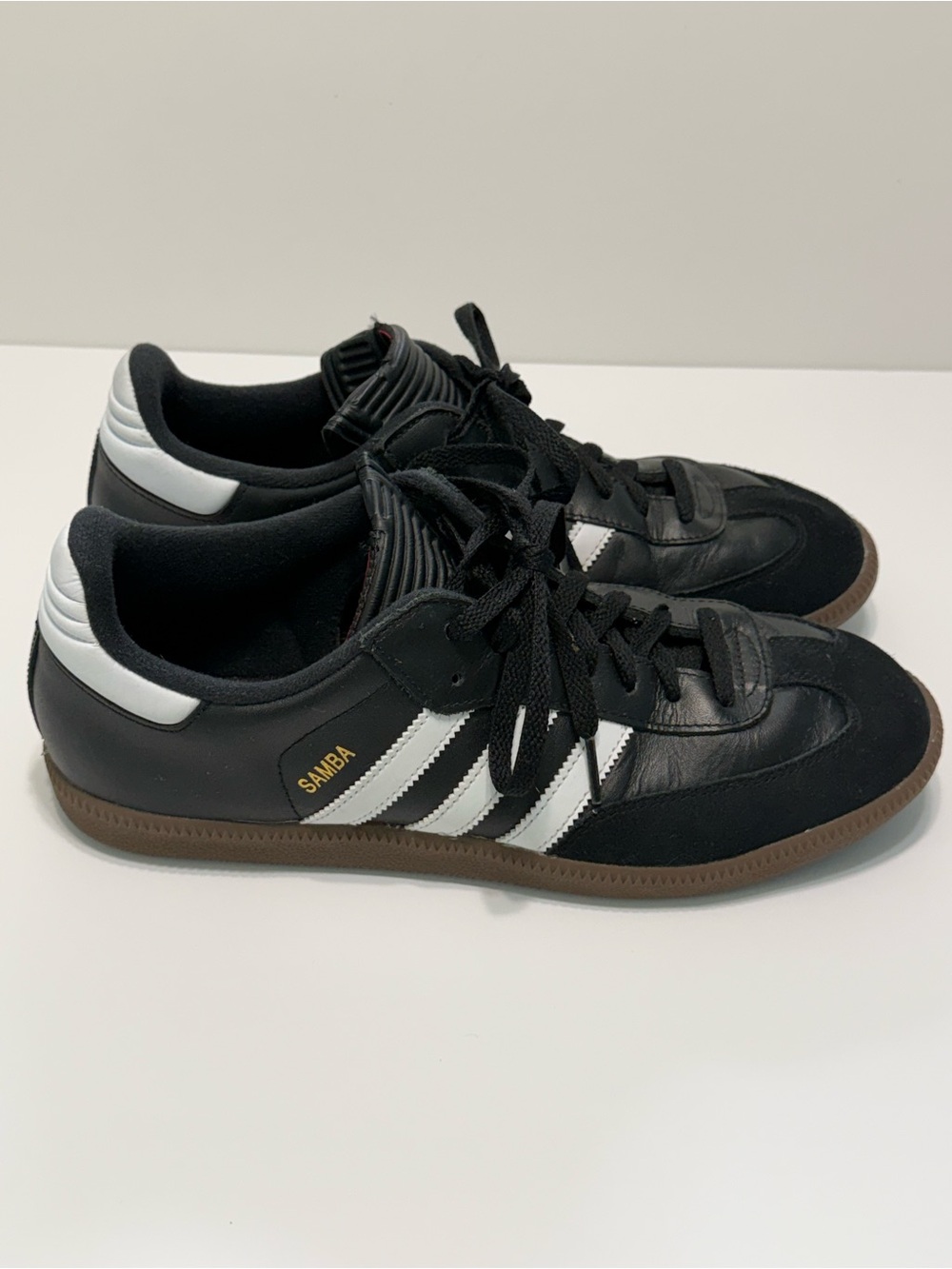 adidas Samba Leather Sneakers Black White Mens Size 10.5 US - Picture 3 of 12
